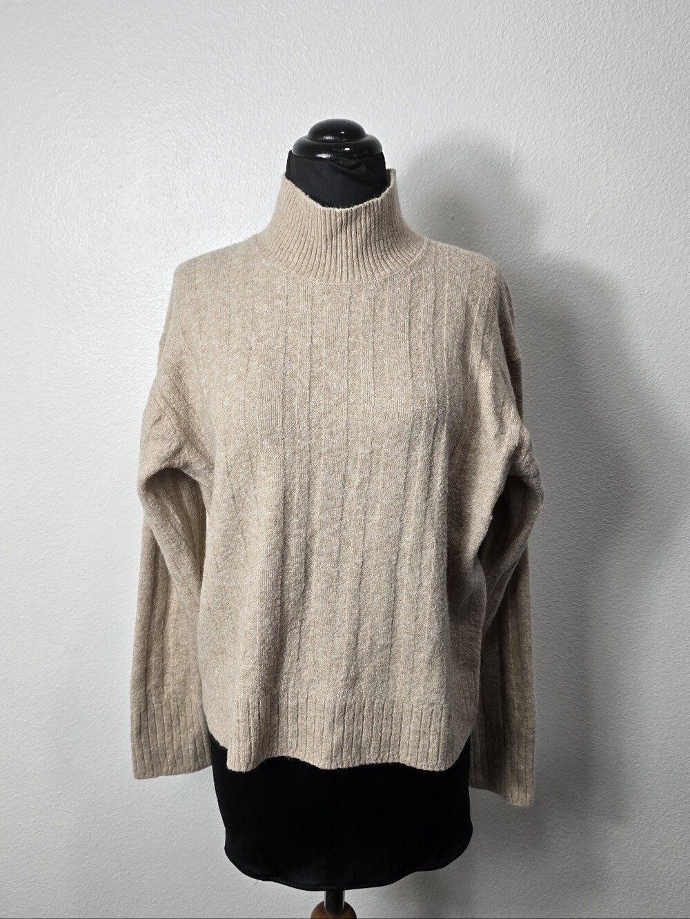 J. Crew Beige/Cream Ribbed Turtleneck Sweater. Cozy